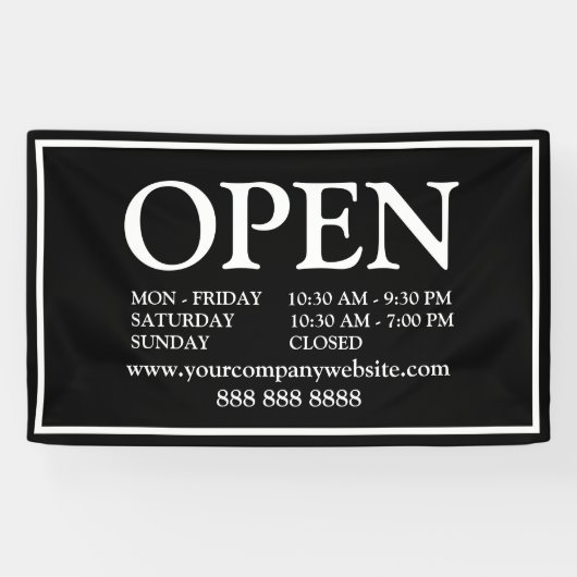 白黒スケジュー連絡ル情報ビジネスを開く 横断幕 (横)