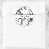 白黒スケッチさくらんぼジャムラベル ラウンドシール (バッグ)