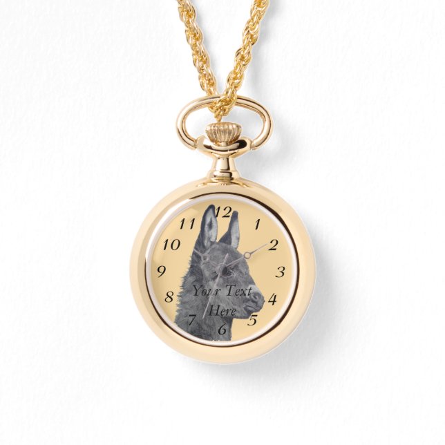 白黒スケッチの可愛いロバ 腕時計 (正面)