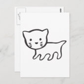 白黒スケッチの子猫 ポストカード (正面/裏面)