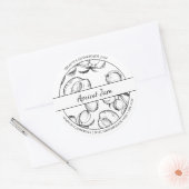 白黒スケッチアプリコットジャムラベル ラウンドシール (封筒)