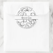 白黒スケッチアプリコットジャムラベル ラウンドシール (バッグ)