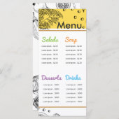 白黒スケッチアートオーガニックビーガンメニューテンプレート メニュー (正面/裏面)