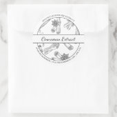 白黒スケッチシナモン抽出ラベル ラウンドシール (バッグ)