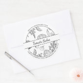 白黒スケッチトマトサルサラベル ラウンドシール (封筒)