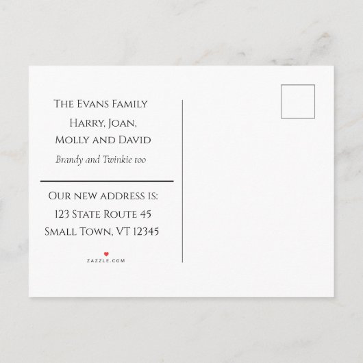 白黒スケッチハウスの新しい住所 案内ポストカード (裏面)