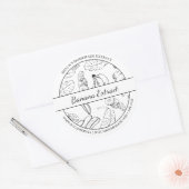 白黒スケッチバナナ抽出ラベル ラウンドシール (封筒)