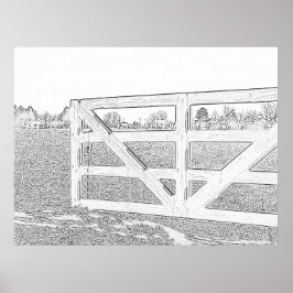 白黒スケッチフェンス ポスター