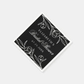 白黒スケッチフローラブライダルシャワー スタンダードカクテルナプキン (角)