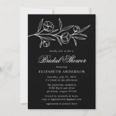 白黒スケッチフローラブライダルシャワー 招待状 (正面)