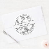 白黒スケッチミント抽出ラベル ラウンドシール (封筒)