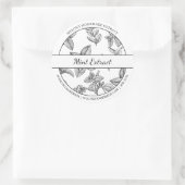 白黒スケッチミント抽出ラベル ラウンドシール (バッグ)