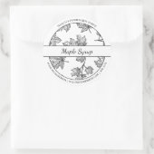 白黒スケッチメープルシロップのラベル ラウンドシール (バッグ)