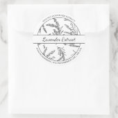 白黒スケッチラベンダー抽出ラベル ラウンドシール (バッグ)