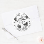 白黒スケッチ図ジャムラベル ラウンドシール (封筒)