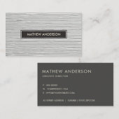 白黒スケッチ線ストライプのパターン 名刺 (正面/裏面)
