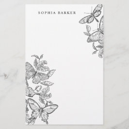 白黒スケッチ蝶の文房具