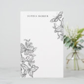 白黒スケッチ蝶の文房具 (スタンド正面)