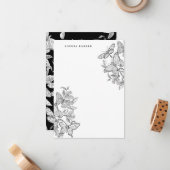 白黒スケッチ蝶の文房具 ノートカード (正面/裏面インサイチュ)