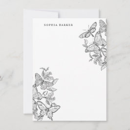 白黒スケッチ蝶の文房具 ノートカード