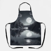 白黒スケッチ、湖と星 エプロン (正面)