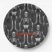 白黒スケルトンのハロウィーン ペーパープレート (正面)