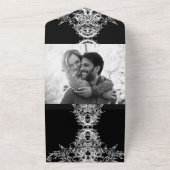 白黒スケルトンスカルゴシック結婚ズ オールインワン招待状 (外側)