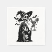 白黒スケルトンハロウィーンカクテルパーティー スタンダードカクテルナプキン (正面)
