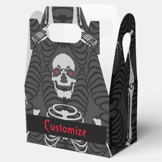 白黒スケルトンハロウィーン切り妻ビーフボックス フェイバーボックス (オープン)