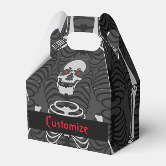 白黒スケルトンハロウィーン切り妻ビーフボックス フェイバーボックス (正面サイド)