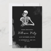 白黒スケルトンハローウィンパーティ招待状 招待状 (正面)