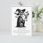 白黒スケルトンハローウィンパーティ サンキューカード (スタンド正面)