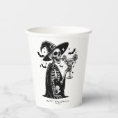 白黒スケルトンハローウィンパーティ 紙コップ (正面)
