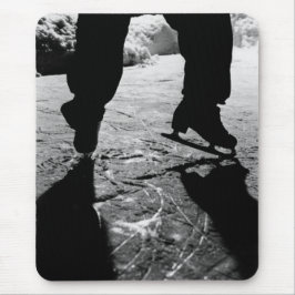 白黒スケートのシルエット マウスパッド