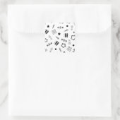 白黒スケートボーディングスクエアステッカー スクエアシール (バッグ)