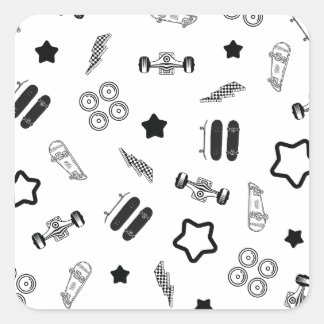 白黒スケートボーディングスクエアステッカー スクエアシール