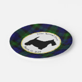 白黒スコッチテリアの格子縞は個人化なります ペーパープレート (アングル)