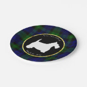 白黒スコッチテリアの格子縞は個人化なります ペーパープレート (アングル)