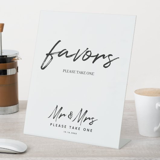 白黒スシンプルクリプト結婚式の引き出物表 台座サイン (インサイチュ)