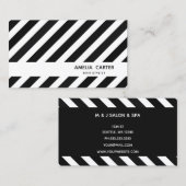 白黒スタイリストライプストサロンスパメイクアップ 名刺 (正面/裏面)