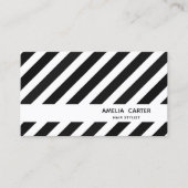 白黒スタイリストライプストサロンスパメイクアップ 名刺 (正面)