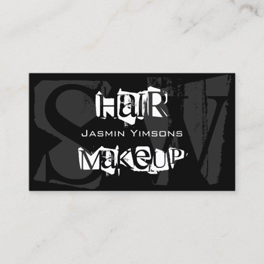 白黒スタイリッシュとグレーとイニシャルモダン 名刺 (正面)