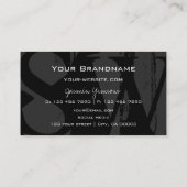 白黒スタイリッシュとグレーとモノグラムモダン 名刺 (裏面)