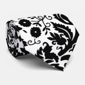 白黒スタイリッシュなダマスク織パターン ネクタイ (ロール)