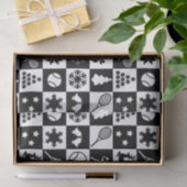 白黒スタイリッシュのクリスマステニス 薄葉紙 (ギフト)