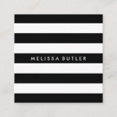 白黒スタイリッシュのストライプ スクエア名刺 (正面)
