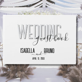 白黒スタイリッシュの歓迎結婚の挨拶 ゲストブック