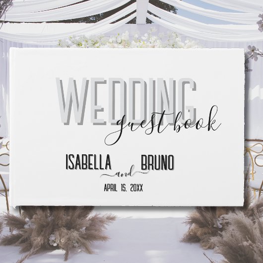 白黒スタイリッシュの歓迎結婚の挨拶 ゲストブック