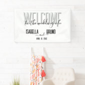 白黒スタイリッシュの歓迎結婚の挨拶 横断幕 (インサイチュ)