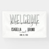 白黒スタイリッシュの歓迎結婚の挨拶 横断幕 (横)